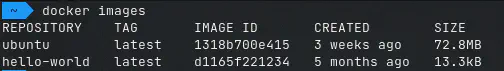 نتيجة الأمر docker images