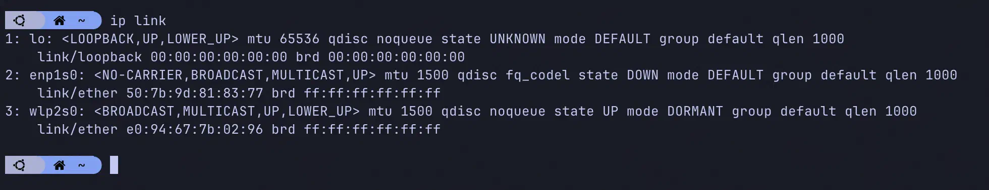عرض قائمة الـ Network Interfaces